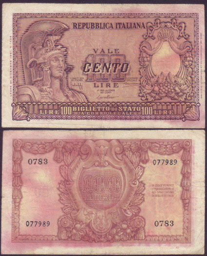 1951 Italy 100 Lire (P.92a) L002003